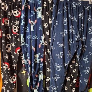 Stitch & Night Before Christmas Character Pajama Set - Blue and Black